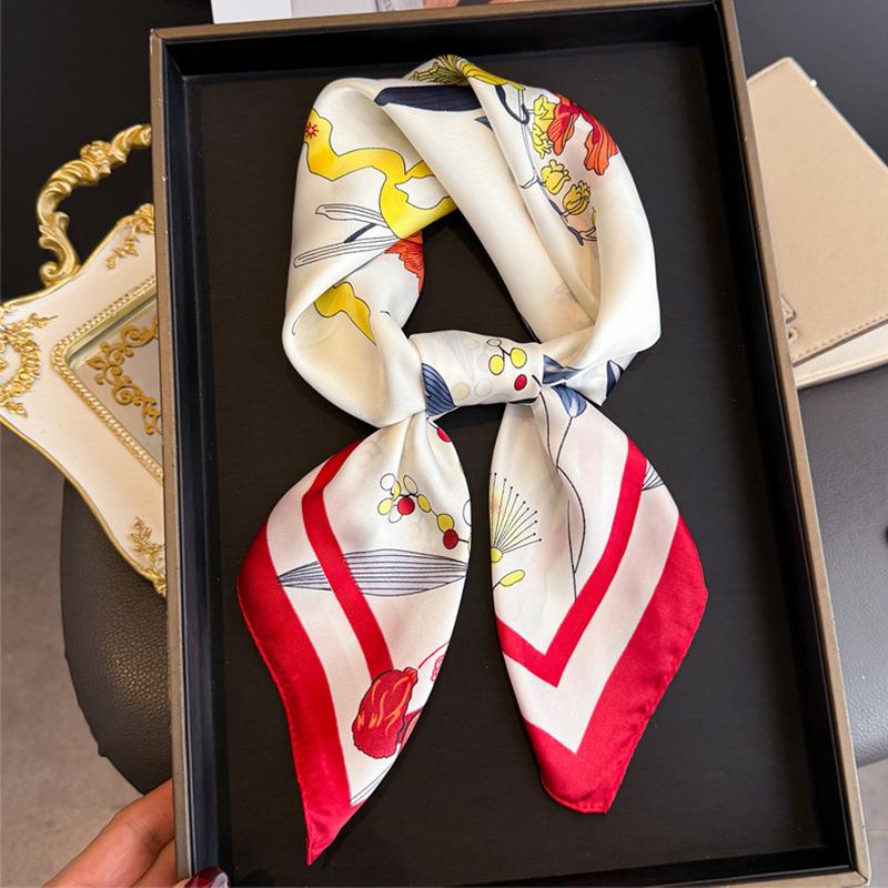 New Silk Scarf Neckerchief Women's Silk Square Scarf Luxury Summer Headband Lady Designer Silk Head Scarf Hair Band Tie Ribbon