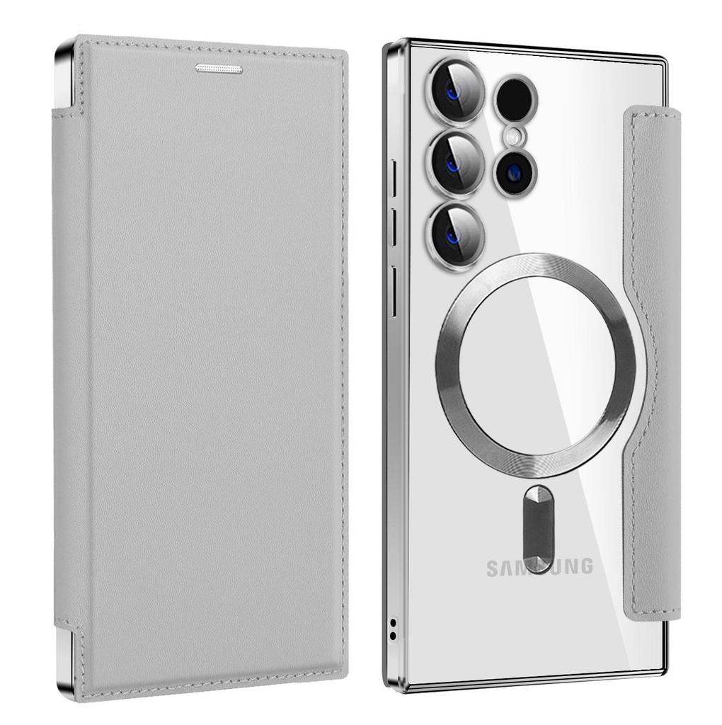 "Samsung S25Ultra Golden Shield Electroplated Leather Flip Case with Magnetic Suction, Anti-Fall for S24FE A06"