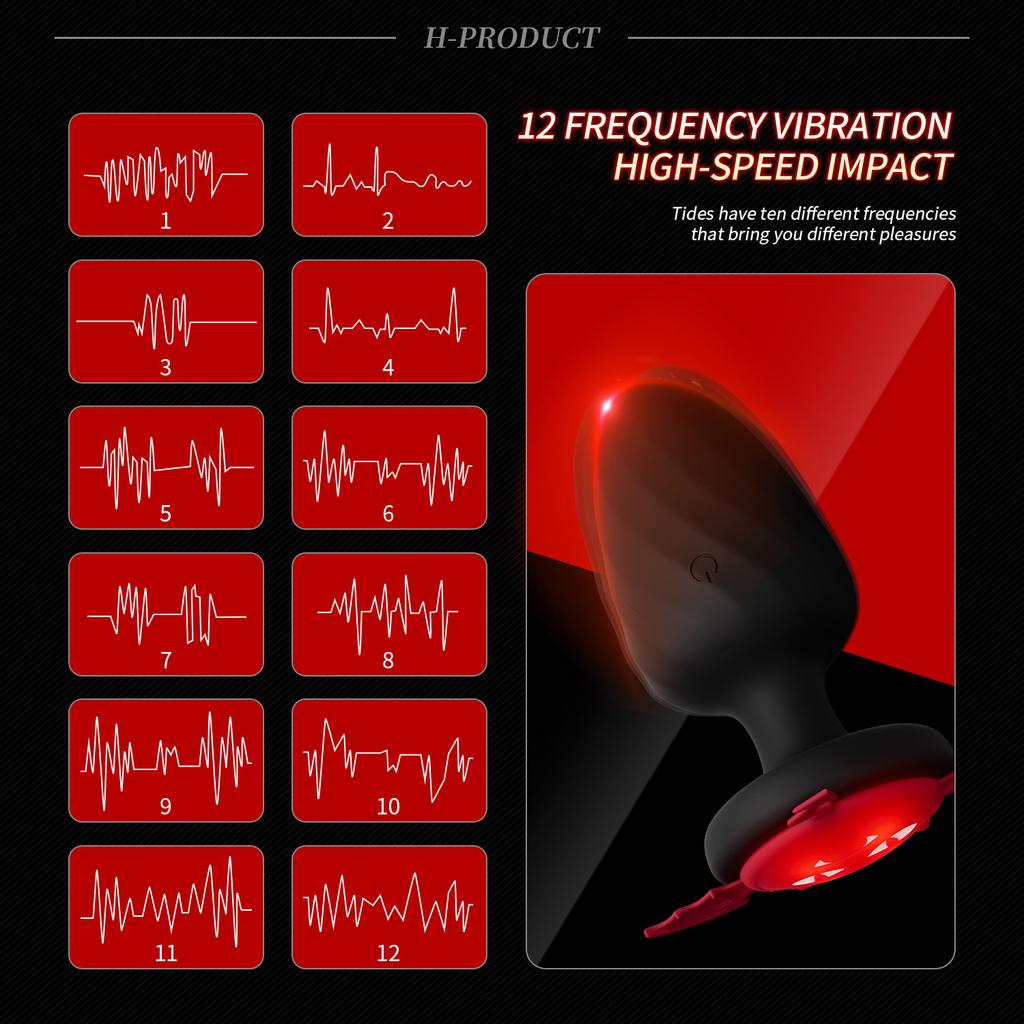 Luminous Devil Tail Silicone Electric Anal Plug LED Wireless Remote Control Vibrator Butt Plug Couple Penetration Adult Sex Toys
