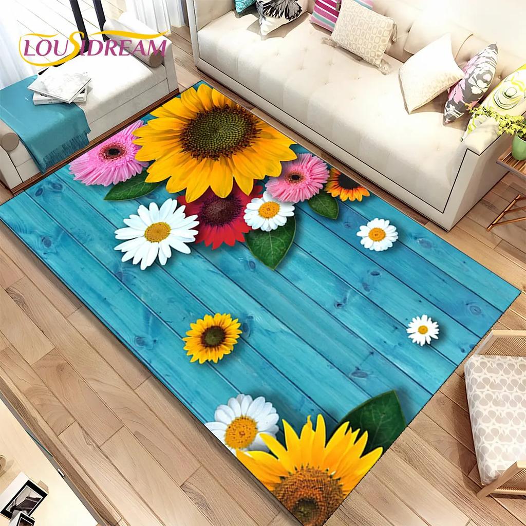 Nordic 3D Daisy Flower Area Rug,Carpet Rug for Home Living Room Children Bedroom Sofa Doormat Decor,kids Play Non-slip Floor Mat