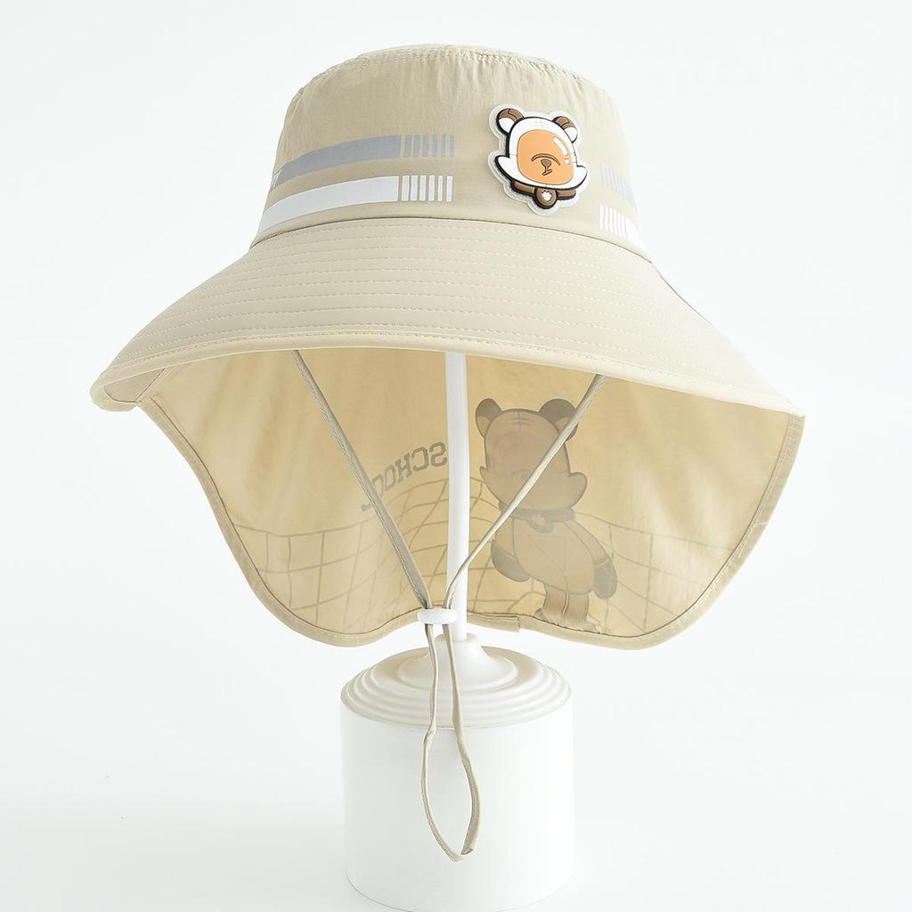 Children's Outdoor Sun Hat with Neck Protection, Windproof Wide-Brim Hat for Boys and Girls