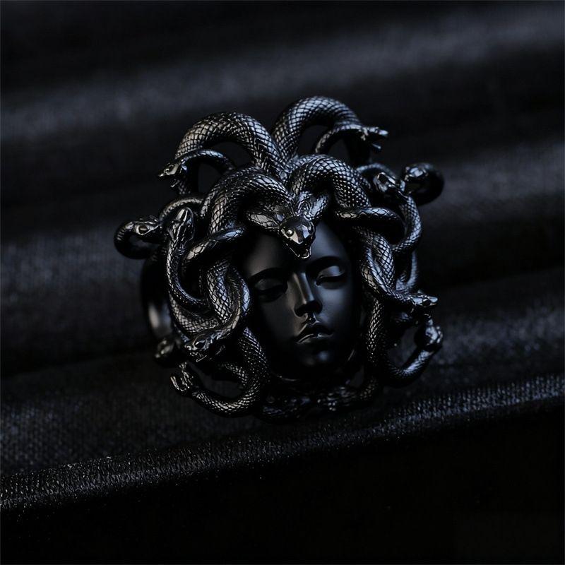1Pcs Gold Adjustable Open Band Handmade Vintage Punk  Jewelry Accessory Unisex Gothic Greek Queen Snake Ring