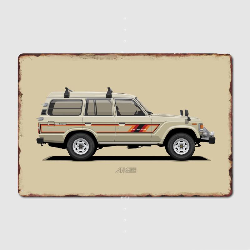 

Retro Land Cruiser Fj 60 High Roof Tan Color Metal Sign Cinema Garage Design Wall Decor Party Tin Sign Poster Vintage Home Decor 20x30cm（7.8x11.8inch）