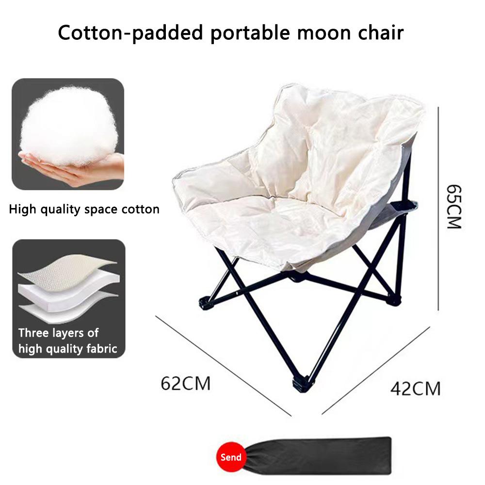 Padded Comfy Folding Camping Chair High-Back Adjustable Moon Chair Supports 550lbs for Camping & Outdoor Sketching, Hiking