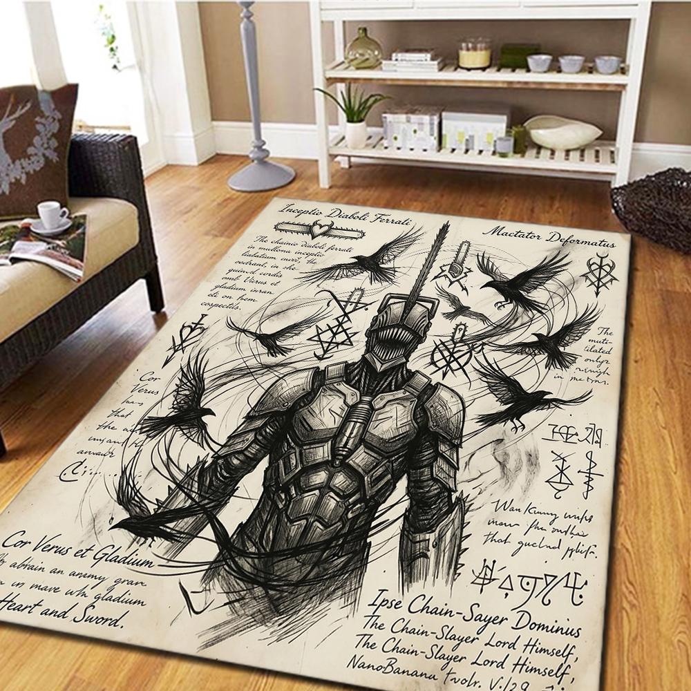 Chainsaw Man Carpet for Living Room & Bedroom, Home Decor Cool Movie & Play Floor Mat -HE7