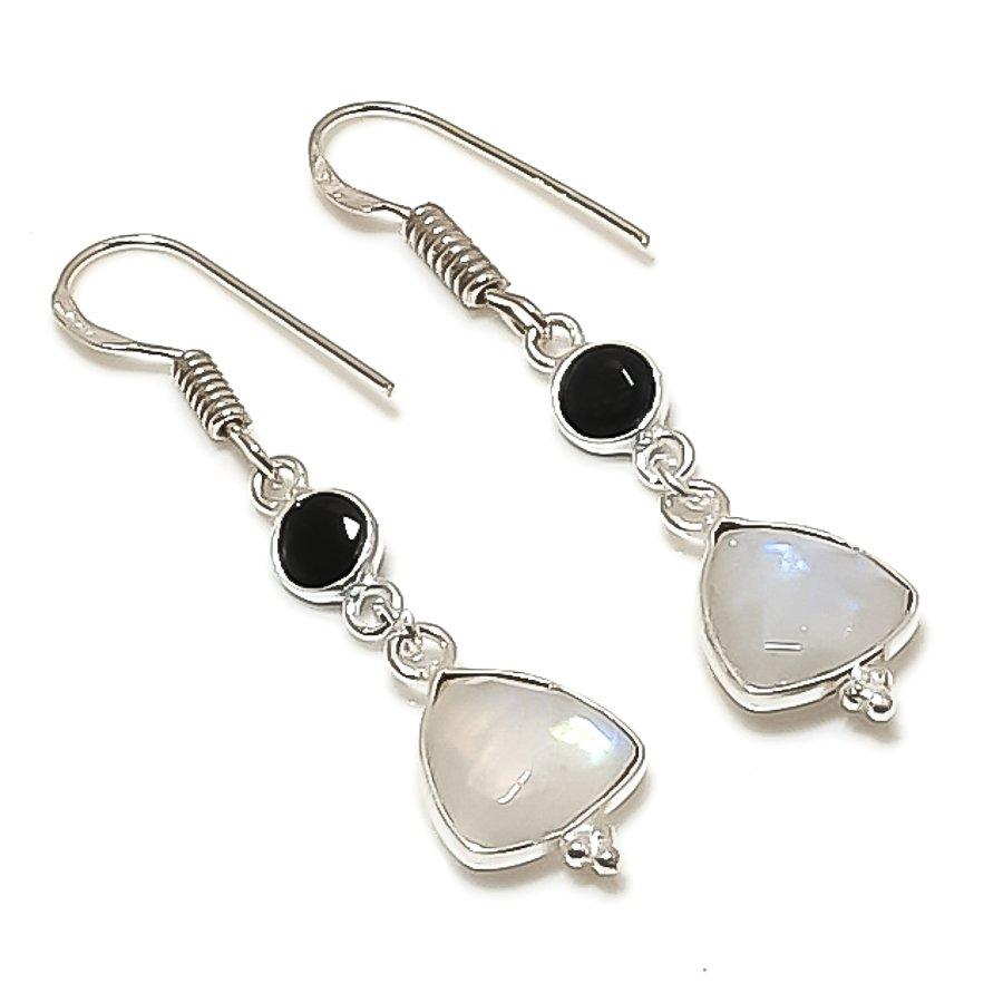 

Natural Moonstone, Spinel Gemstone 925 Sterling Silver Earring 1.69 AE-11760