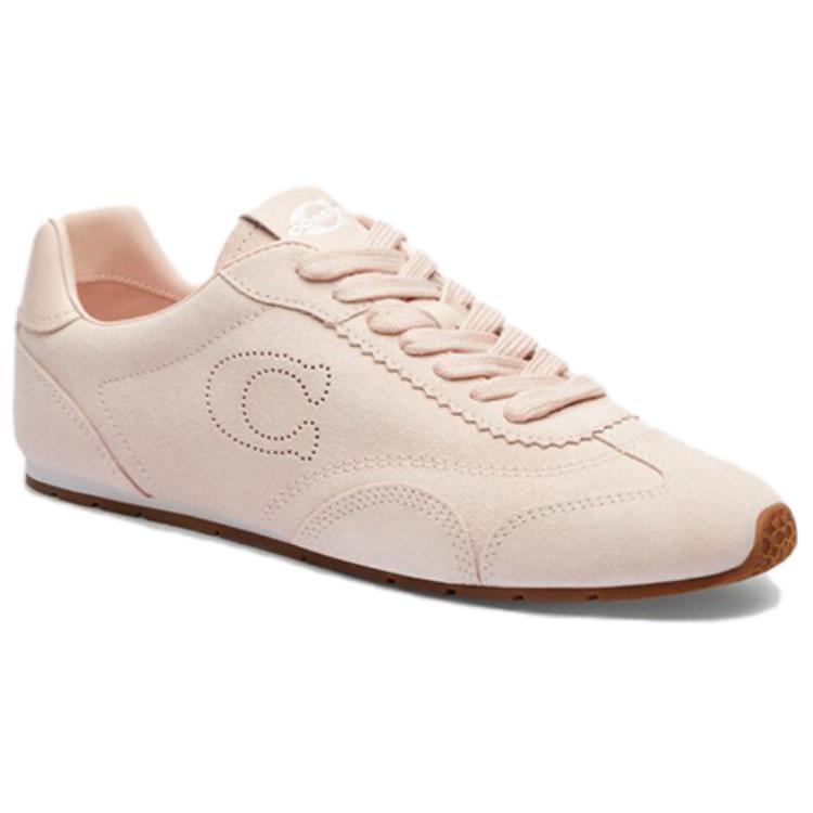 Coach De Training Lambskin Leather Round Toe Lace-Up Low-Top Casual Shoes Women sneakers Pink CAQ41-BLH