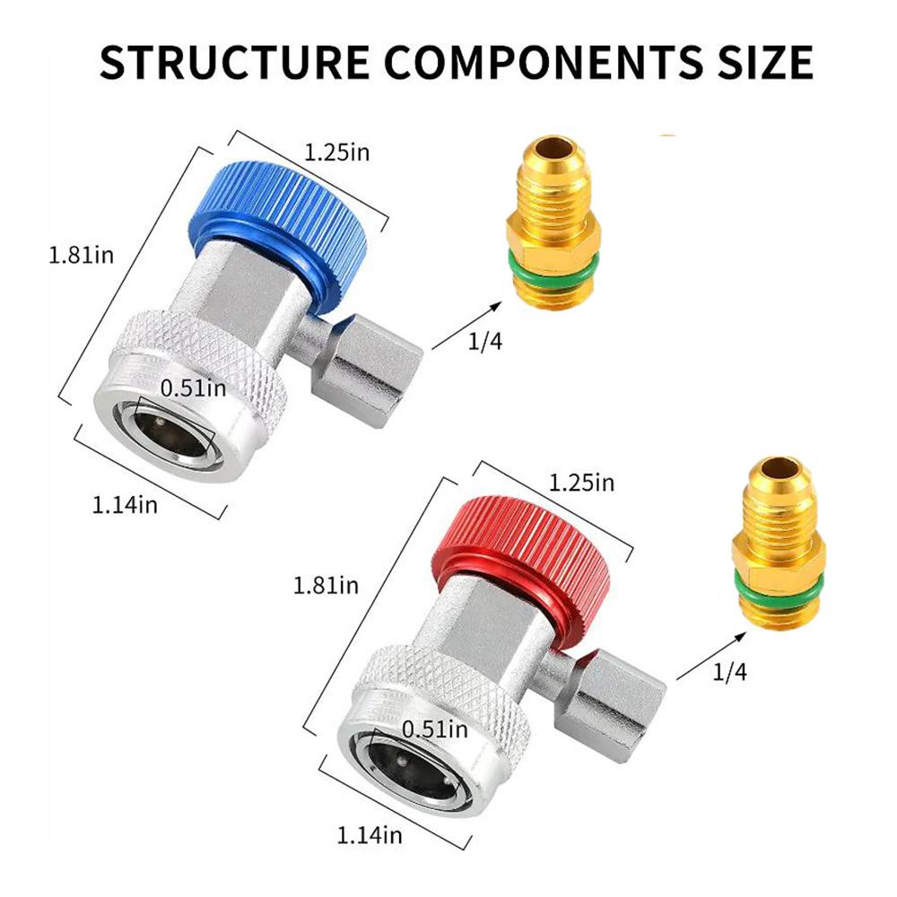 R134A 2 Sets Car A/C Air Condition Adapters Quick Coupling H/L Manifold Connector Remover Tool Air Conditioning Accessories