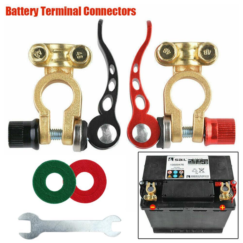 1 Pair Car Battery Terminals 12V Auto Battery Terminal Connector Battery Bornes Cable Terminal Adapter Clamps Clip Screw