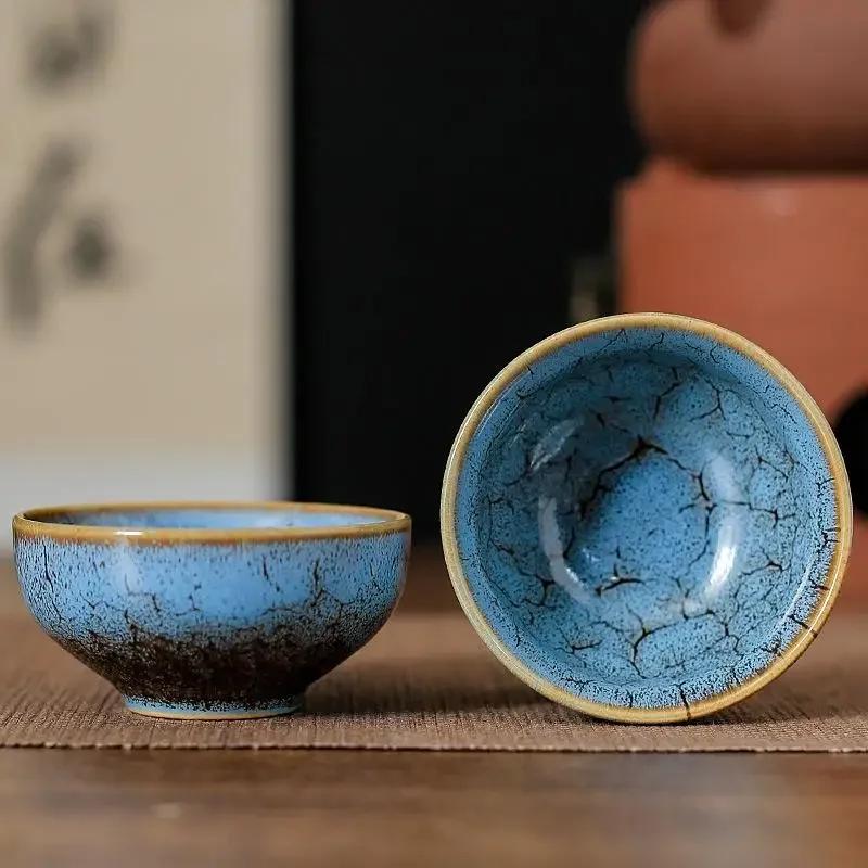 1pc Kiln Change China Ceramic Tea Cup Temmoku Glaze Porcelain Kung Fu Cups Set Pottery Jianzhan Drinkware Tableware Wholesale