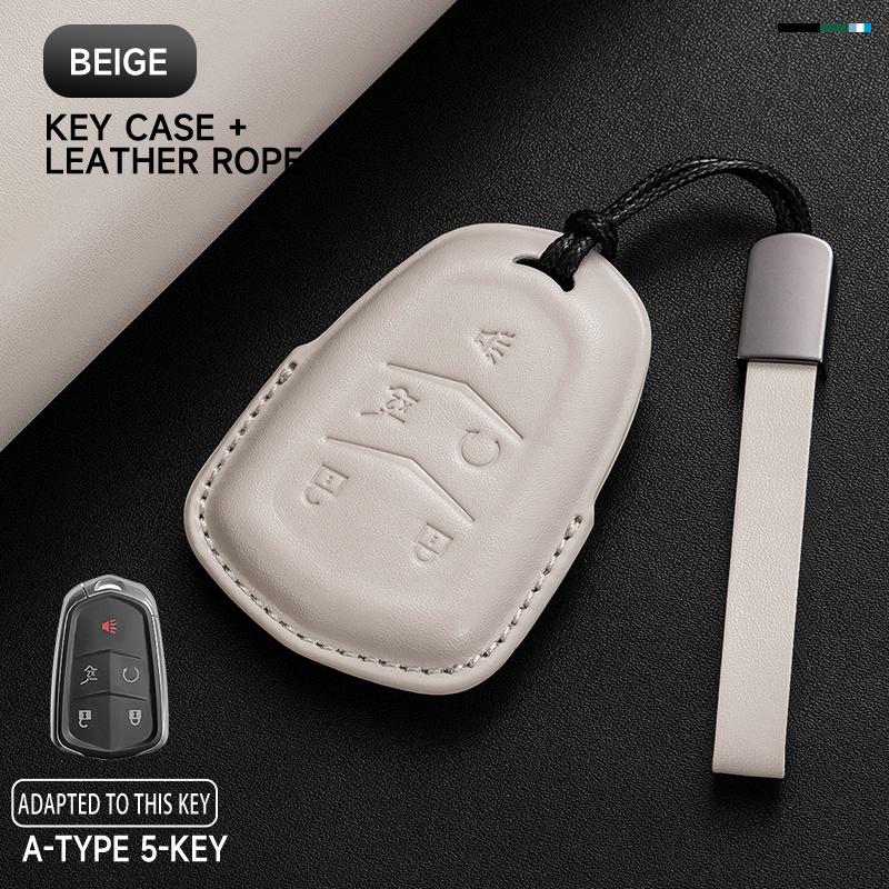Genuine Leather Car Key Case Cover Key Bag For Cadillac GMC ATS CT6 CTS DTS XT5 Escalade ESV SRX STS XTS Protect Set Accessories