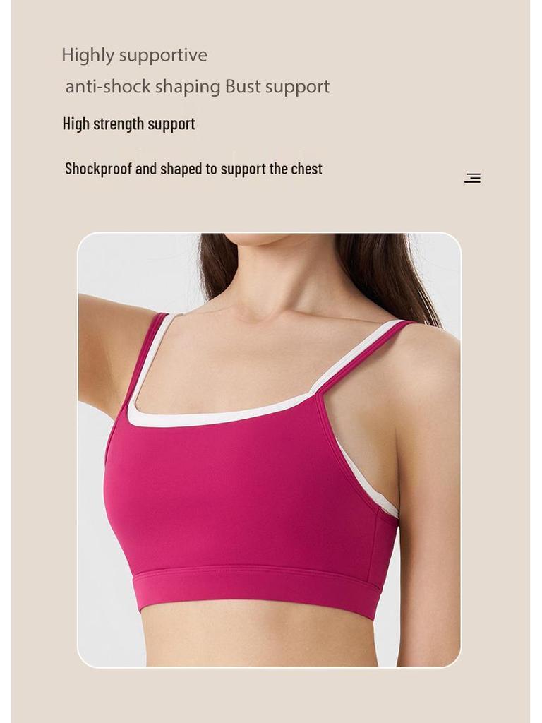 Two-Piece Strappy Sports Bra & Three-Quarter Shorts Yoga Set with Color Block Stripe