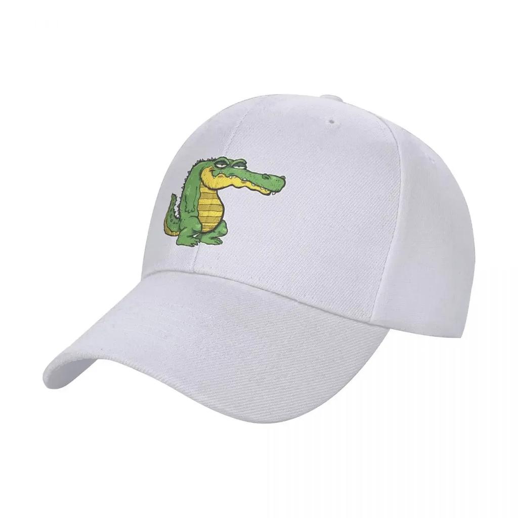 A Cartoon Style Artwork of a Lazy Alligator Baseball Cap Golf Hat Luxury Brand Fishing Hat Anime Caps Women Unisexs