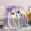Coperta in Flanella con Stampa di Gatti Bianchi, Alta Qualità, Confortevole per Tutte le Stagioni, Decorazione per la Casa, Calore e Comfort, Perfetta per Regali di Natale