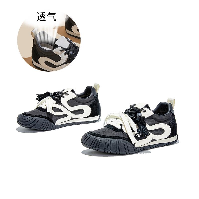 Leather German training shoes women's 2025 autumn new platform women's shoes sports commuting versatile Forrest Gump shoes casual dad shoes
