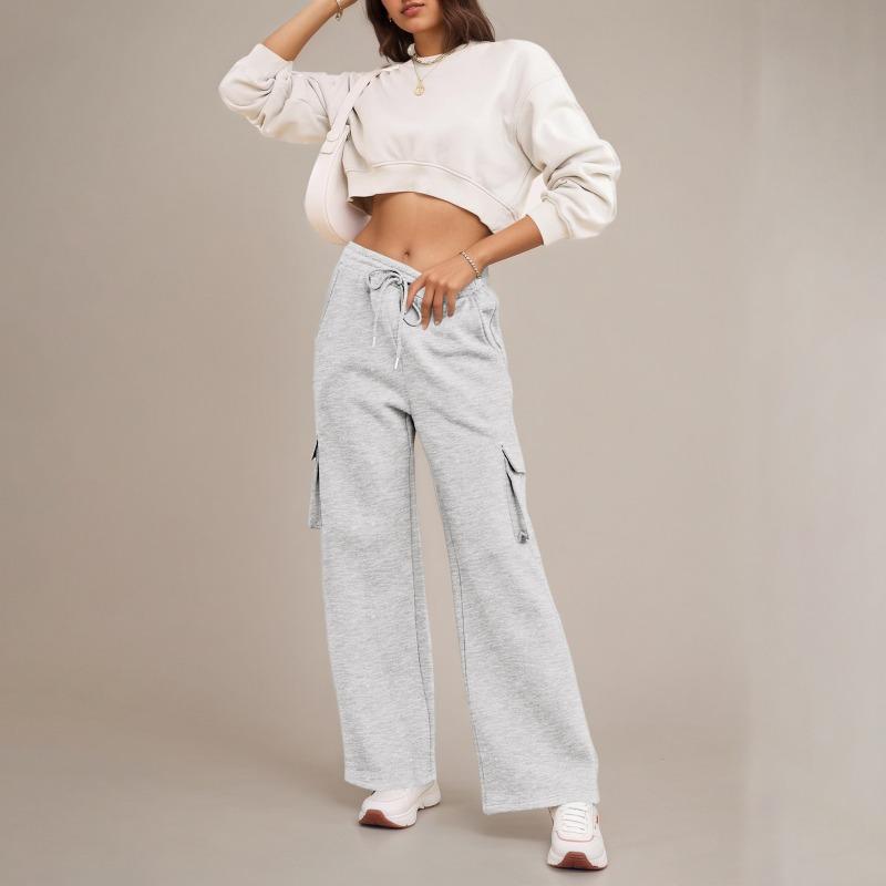 Womens High Waist Drawstring Cargo Sweatpants Casual Loose Long Pants