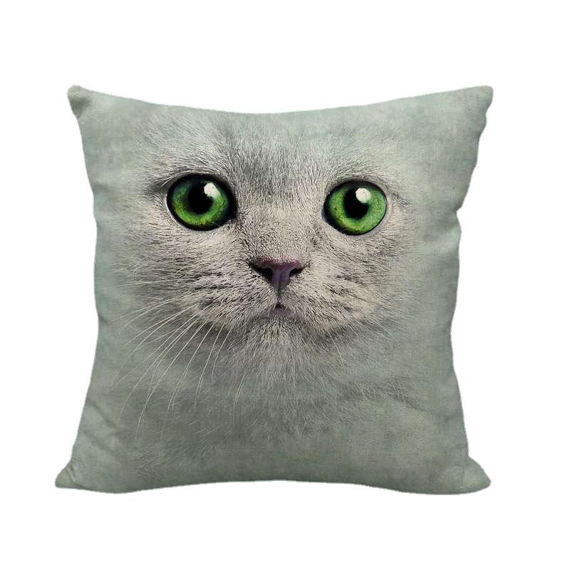 Animal Head Linen Pillow Cover 45x45cm American Country Style Decorative Cushion