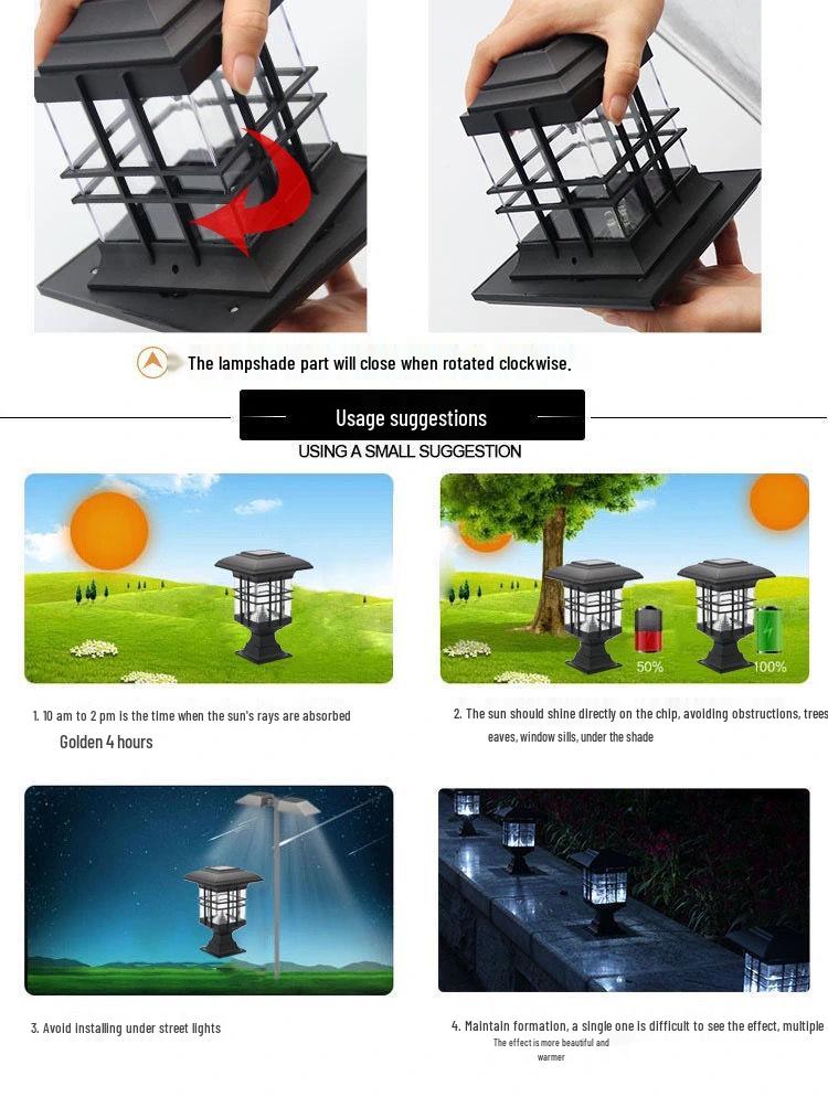 Solar European-Style Outdoor Courtyard Post Light