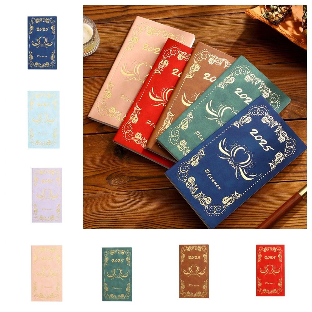 Time Management 2025 A6 Pocket Notebook Leather Schedule Planner Notepad Student