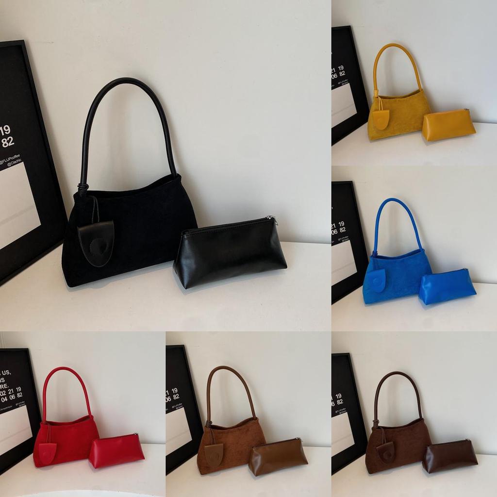 Retro Suede Underarm Bag For Women Pu Material Crossbody Purse Daily Use