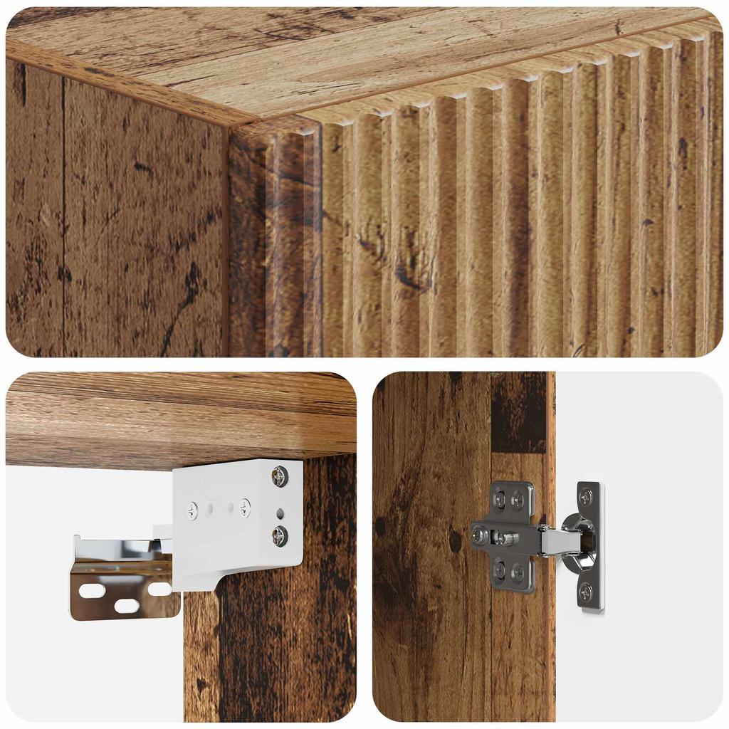 2 Piece Cabinet Set Reclaimed Wood Look 66 x 34.5 x 90 cm Particleboard