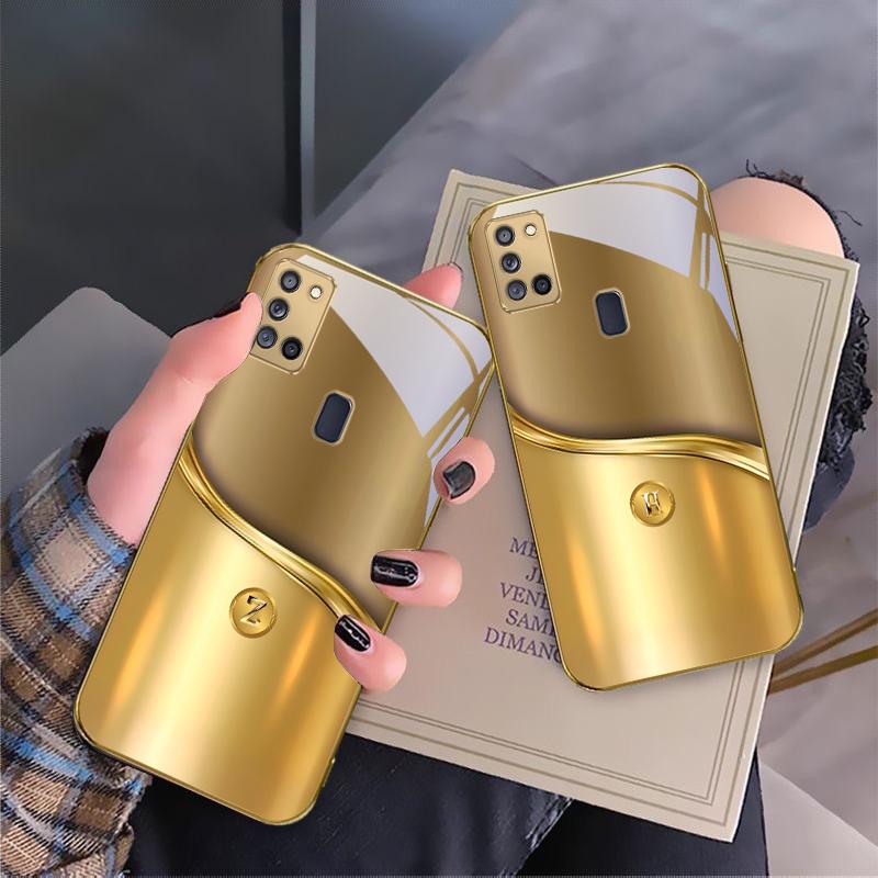 The letters of metal For Samsung A 31 32 A33 A34 35 14 A15 13 A16 25 A26 50 52 53 54 55 56 70 71 72 73 Golden glass phone case
