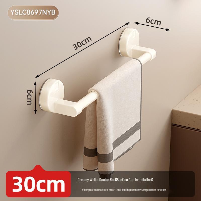 No-Drill Suction Cup Towel Rack: Wall-Mounted Bathroom Organizer with Single/Double Bars.