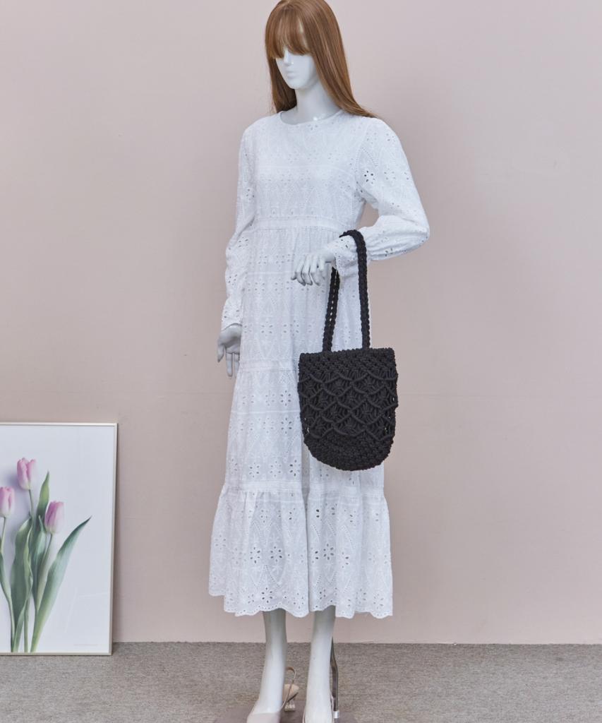 Maia Handcrafted Macrame Shoulder & Tote Bag - Black