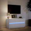 Vidaxl TV Cabinet with LED, White, 100X34X50 Cm, Wood-Based Material