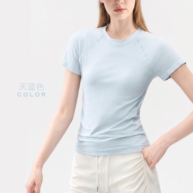 New sports short-sleeved women's summer seamless yoga clothes, running training, cycling training, fitness tops, Pilates yoga shirts