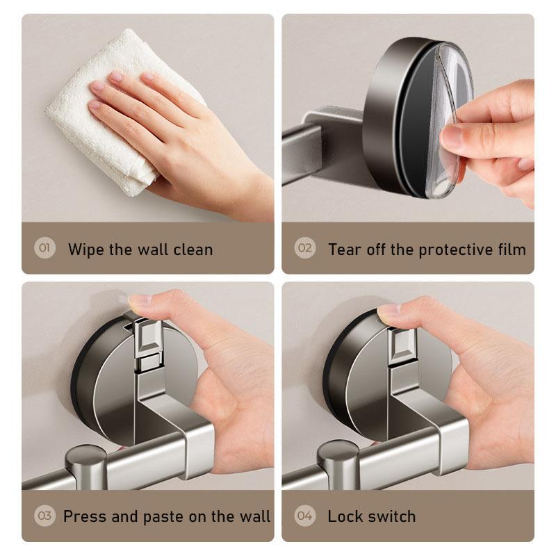 Free Punch Kitchen Vacuum Suction Cup Hanging Storage Hook Aluminum Alloy Storage Rack Spatula Drain Rack