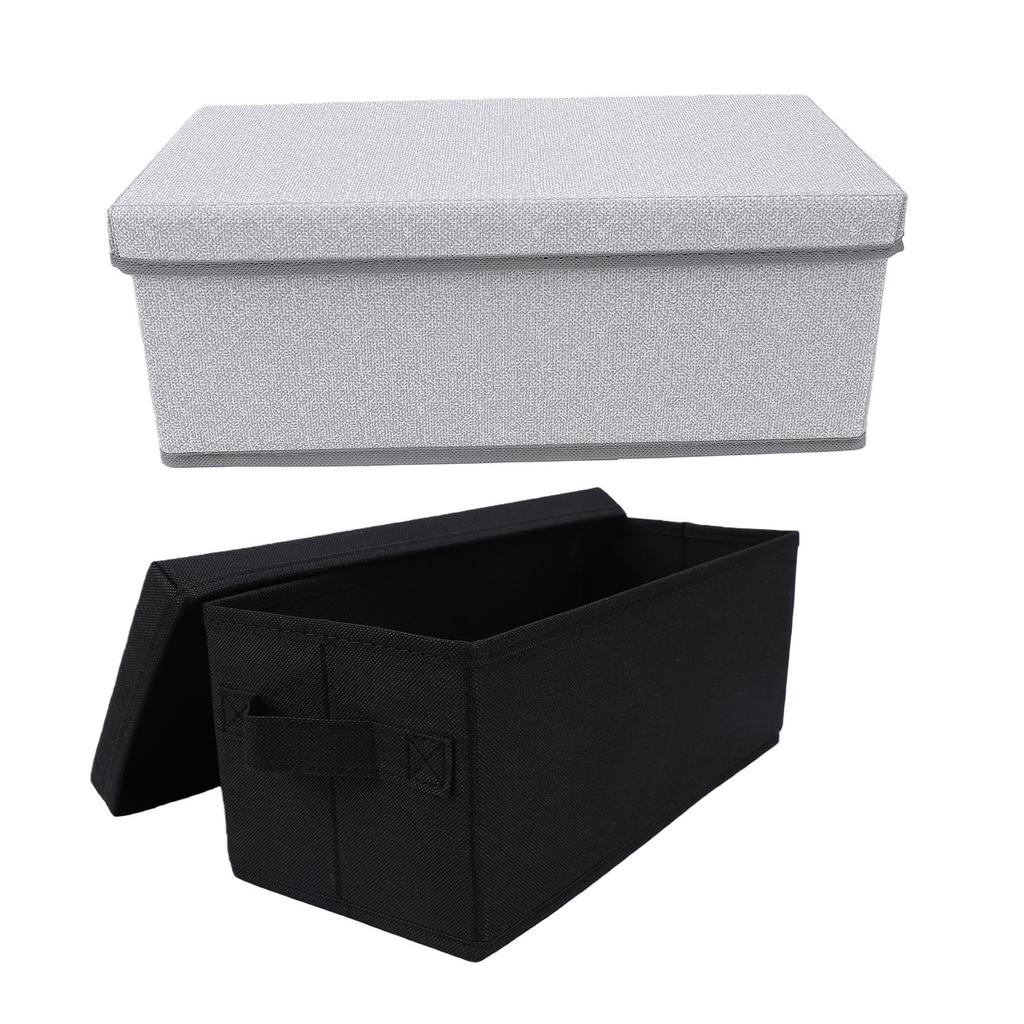 2PCS CD Storage Box with Lid Foldable High Capacity Stackable DVD Holder Case for Desktop Gray White+Black