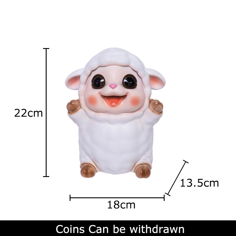 Cute Little Lamb Child Savings Jar Creative Piggy Bank Desk Decoration Ornaments Animal Resin Sculpture Room Aesthetic Decor