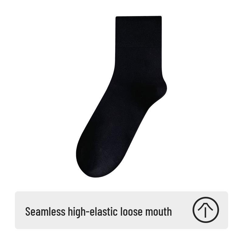Women's Loose-Mouth Pure Cotton Mid-Calf Socks - Anti-Constriction, Antibacterial, Anti-Odor, Suitable for Autumn & Winter