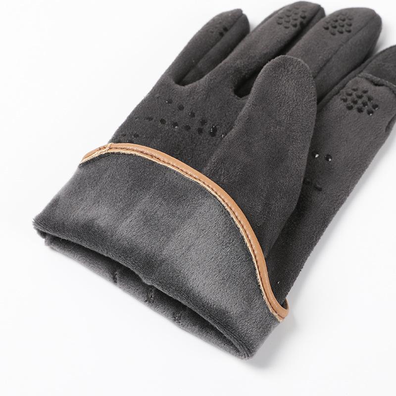 Warm Gloves for Men's Suede Plus Velvet Warm and Non Slip Fashion Cycling and Driving Sports Autumn and Winter Touch Screen Gloves