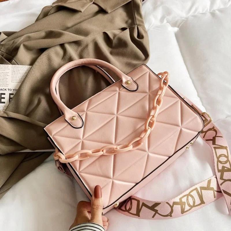 Kabelka přes rameno z PU materiálu, crossbody, pro ženy, taška s řetízkovou diamantovou dekorací, velká kapacita, ženská móda pro dívky