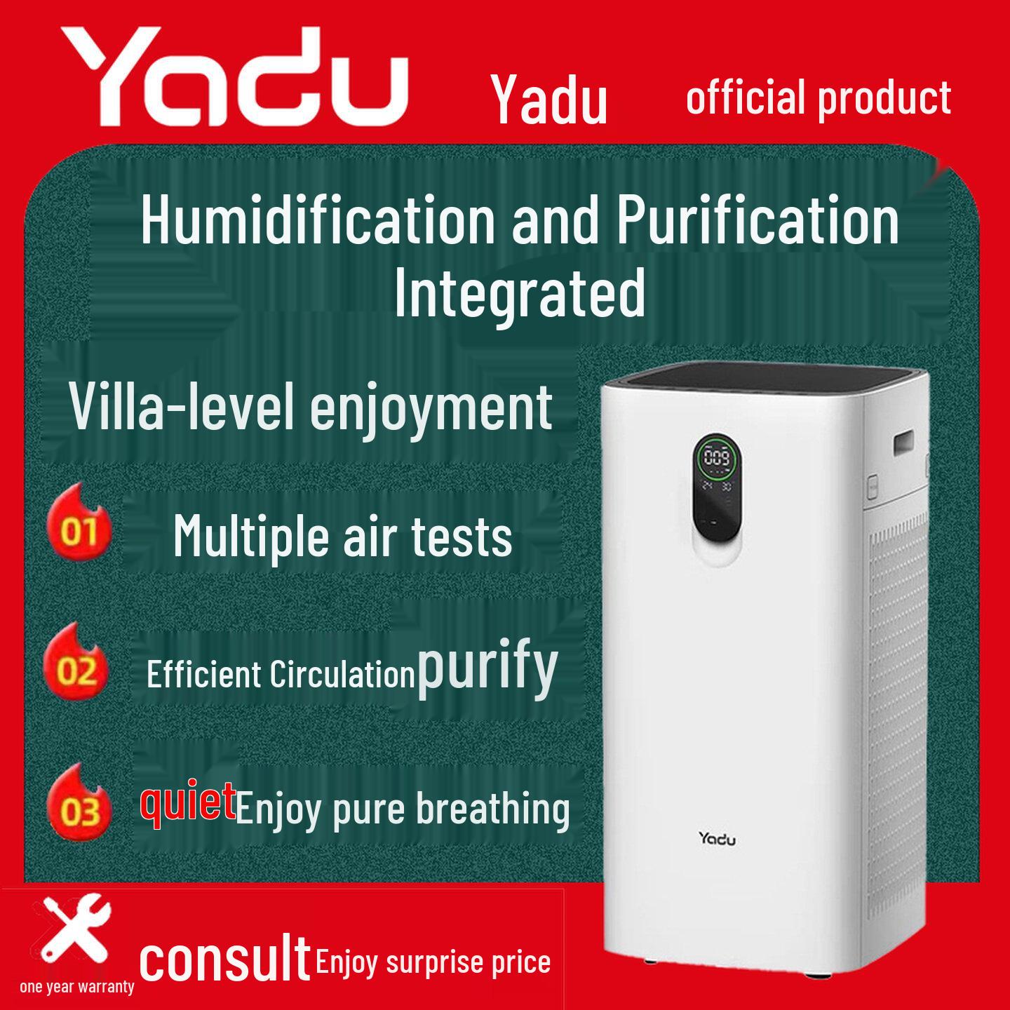 Yadu KJ800G-P8H55 Air Purifier & Mistless Humidifier with Formaldehyde and Smog Removal.