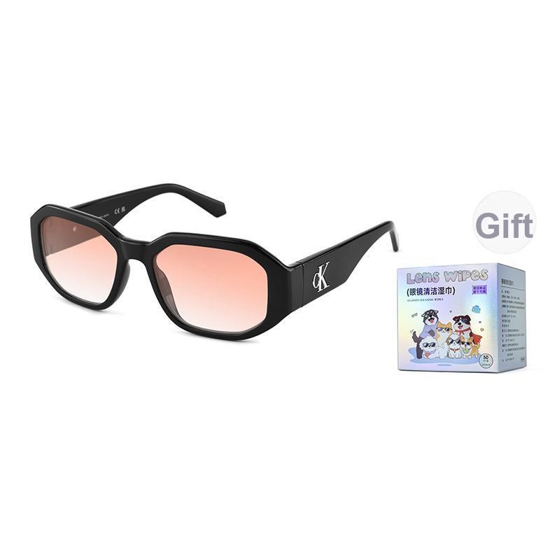 Calvin Klein Retro Narrow Frame Fashion Street Irregular Shape Sunglasses Unisex sunglasses Black CKJ22633SLB