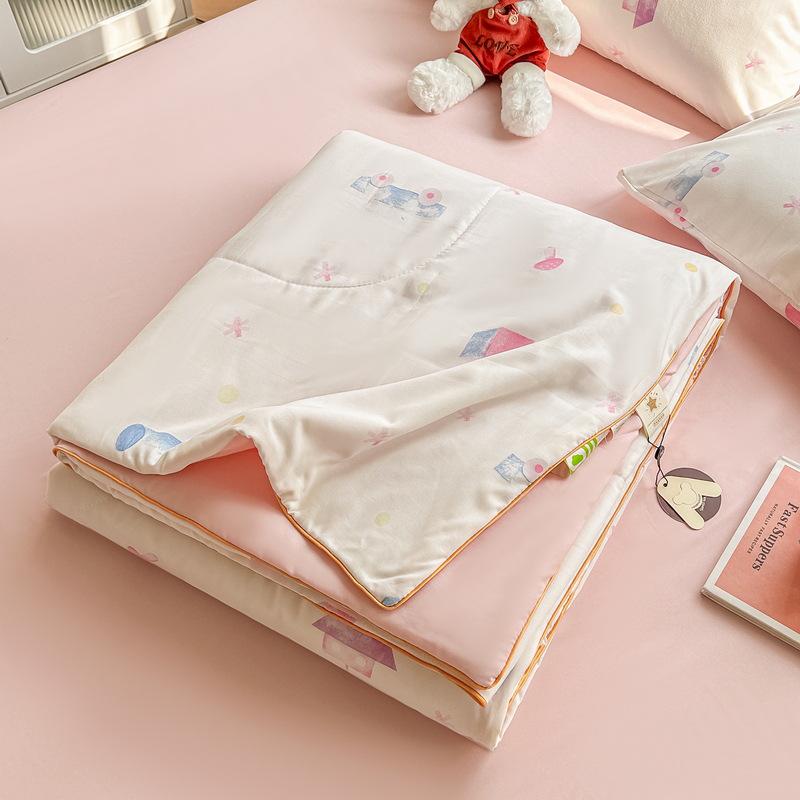 Class A Washed Cotton Soybean Fiber Gauze Quilt - Double Layer Summer Cool, Machine Washable