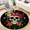 1PC Day of the Dead Skull Office Round Rug, Non Slip, Soft and Durable Office Rug for Interior Decoration, Perfect for Office