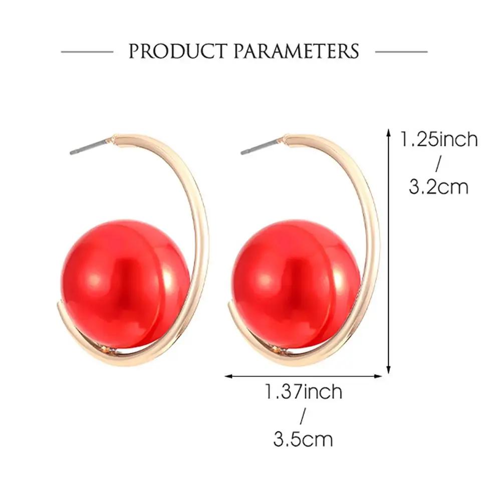 Fashion Imitation Pearl+Iron Imitation Pearl Earrings Exaggerated Geometric Charms Dangler Ear Studs Women Girls