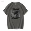 I Blame Society Revolver 1993 Vintage Mens T Shirt Long or Short Sleeves Vintage Washed Unisex Soft Designer Clothes Fashion