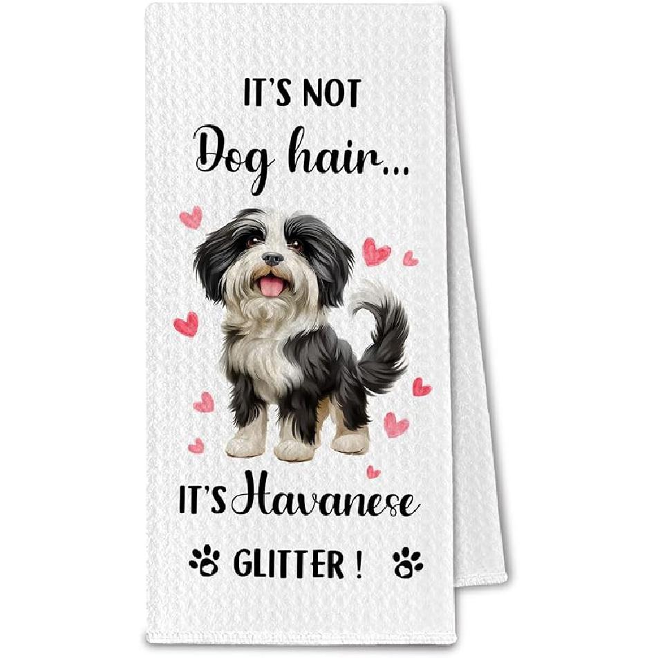 Pomeranian Kitchen Towels, It’s Not Dog Hair It’s Pomeranian Glitter Gifts for Women Dish Towels, Dog Lover Mom Owner Gifts Decorative Hand Towel Havanese