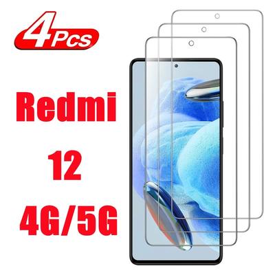 4Pcs High Definition Tempered Film HD+ For Xiaomi Redmi 12 4G/5G Phone Screen Protector Glass Film High Quality Glass Film