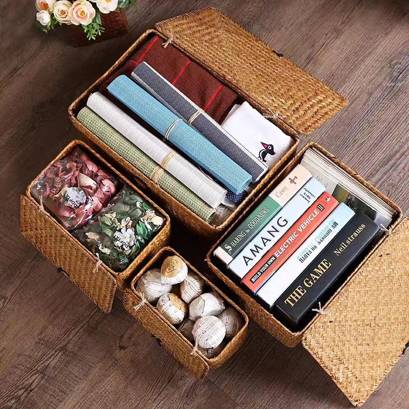Handmade Rectangular Seagrass Wedding and Party Favor Gift Box