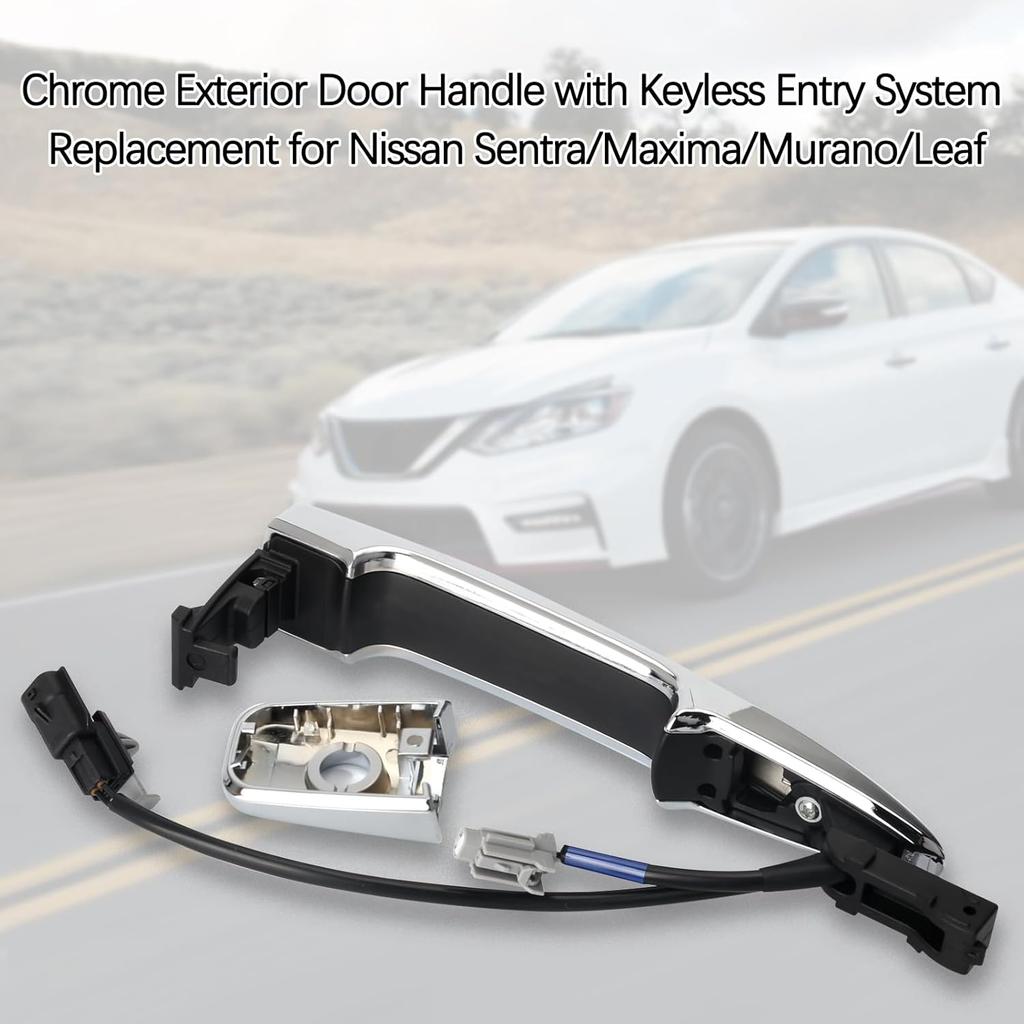 806469N00A Exterior Chrome Door Handle Front Left Driver Side, With Sensor And Smart Keyless Entry System, For 2009-2018 Nissan