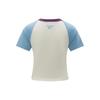 Reebok Color Block Knit Crew Neck Short Sleeve Raglan T-Shirt Women Tops Light-Blue White 24SRC406WGW2