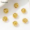 18K Gold Plated Brass Beads For Bracelets, 4/6/8mm Round Hollow Spacer Beads,Separators For Beads,DIY Jewelry Making Accessories