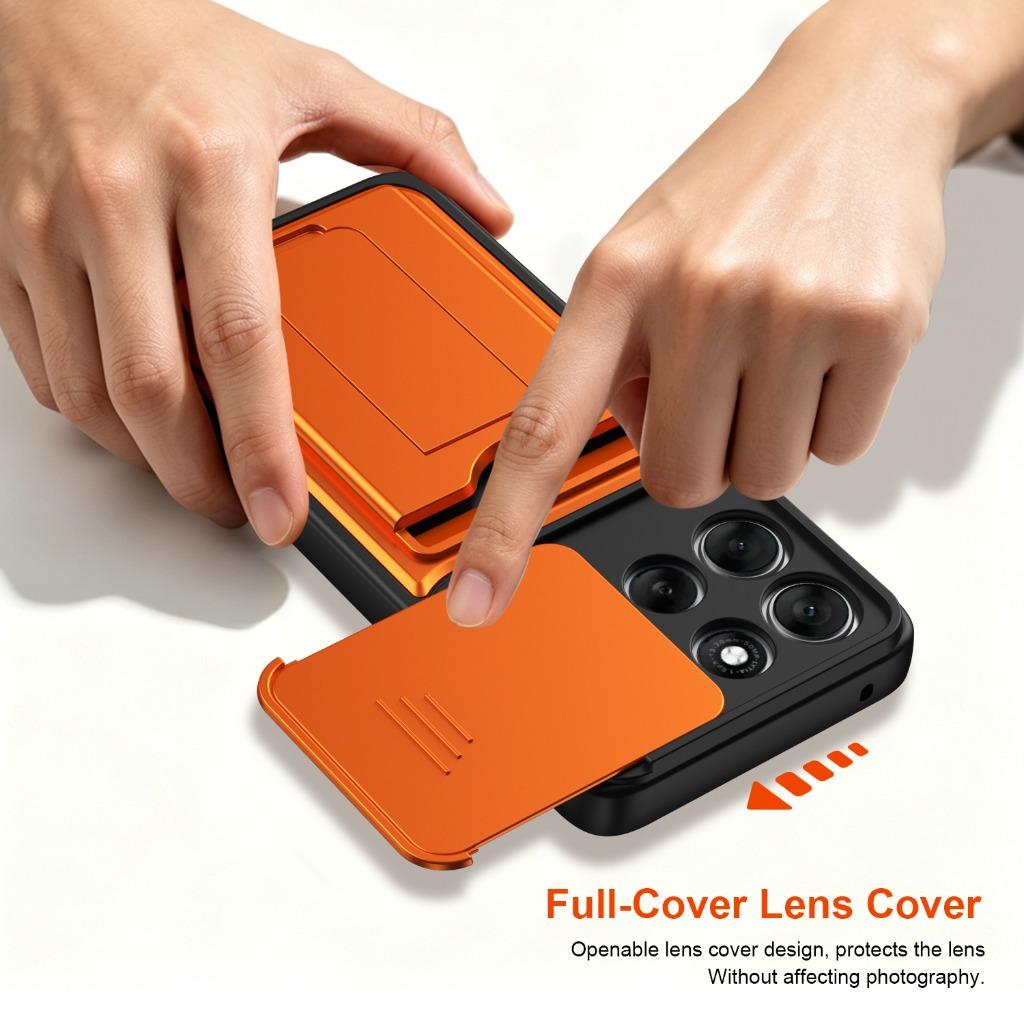 Handyhülle mit Schiebe-Kameraabdeckung Kartenhalter für Motorola Edge 70 Ultra 60 Pro 50 Fusion Signature Moto X70 Air G86 Power G85