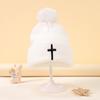 Autumn And Winter Warm Fashion Embroidered Cross Knitted Lightweight Elastic Beanie